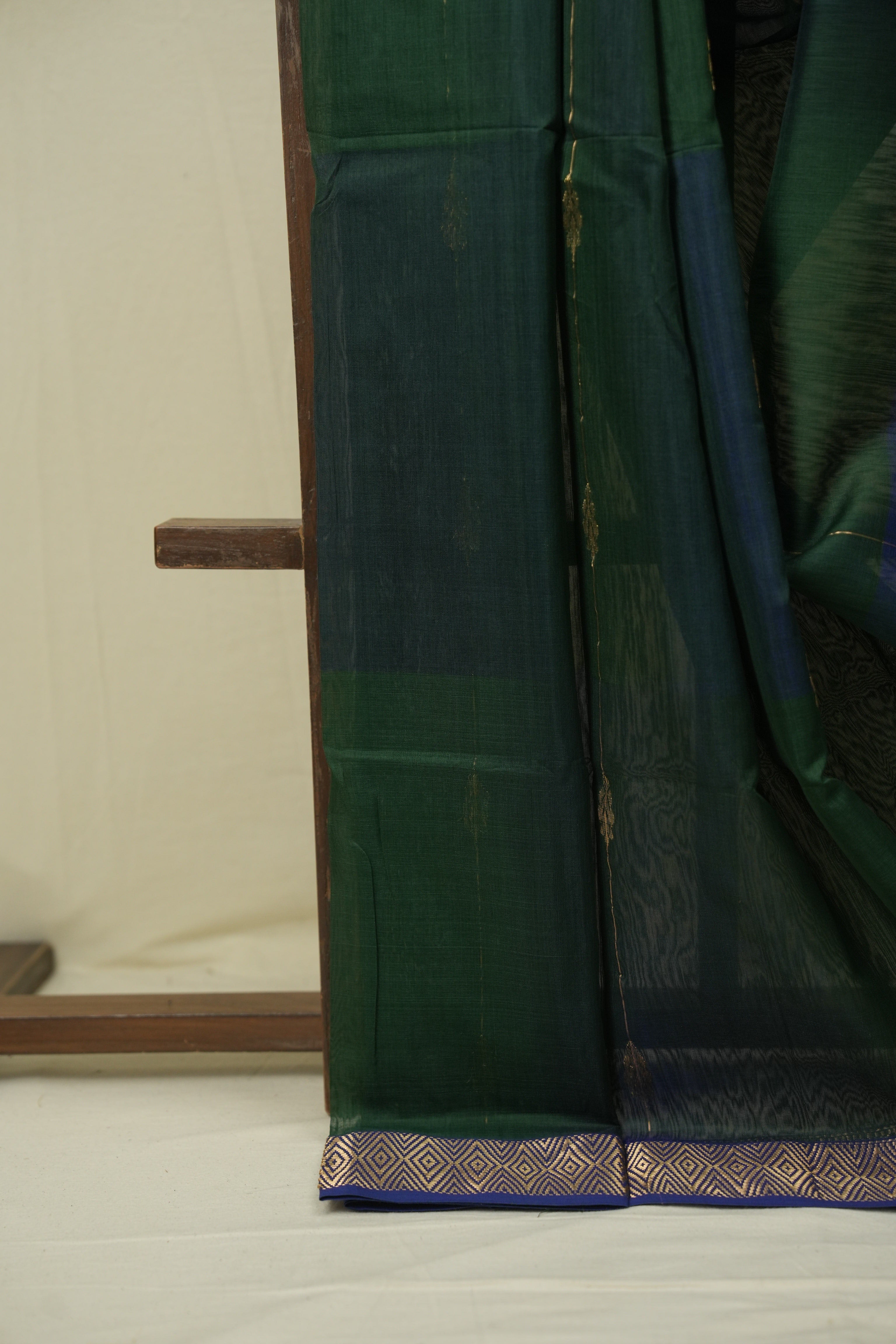 Two Tone Green Maheshwari Saree - SRTTGMS1288