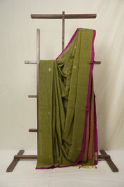 Green Bengal Mul Cotton Saree - SRSGBMCS065