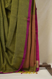 Green Bengal Mul Cotton Saree - SRSGBMCS065