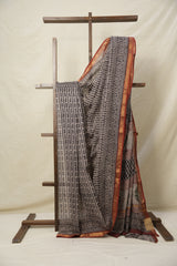 Black Maroon HBP Kota Doria Saree - SRBMKDS219