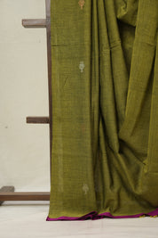 Green Bengal Mul Cotton Saree - SRSGBMCS065