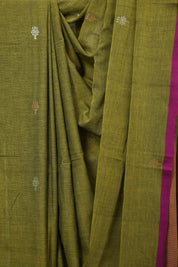 Green Bengal Mul Cotton Saree - SRSGBMCS065