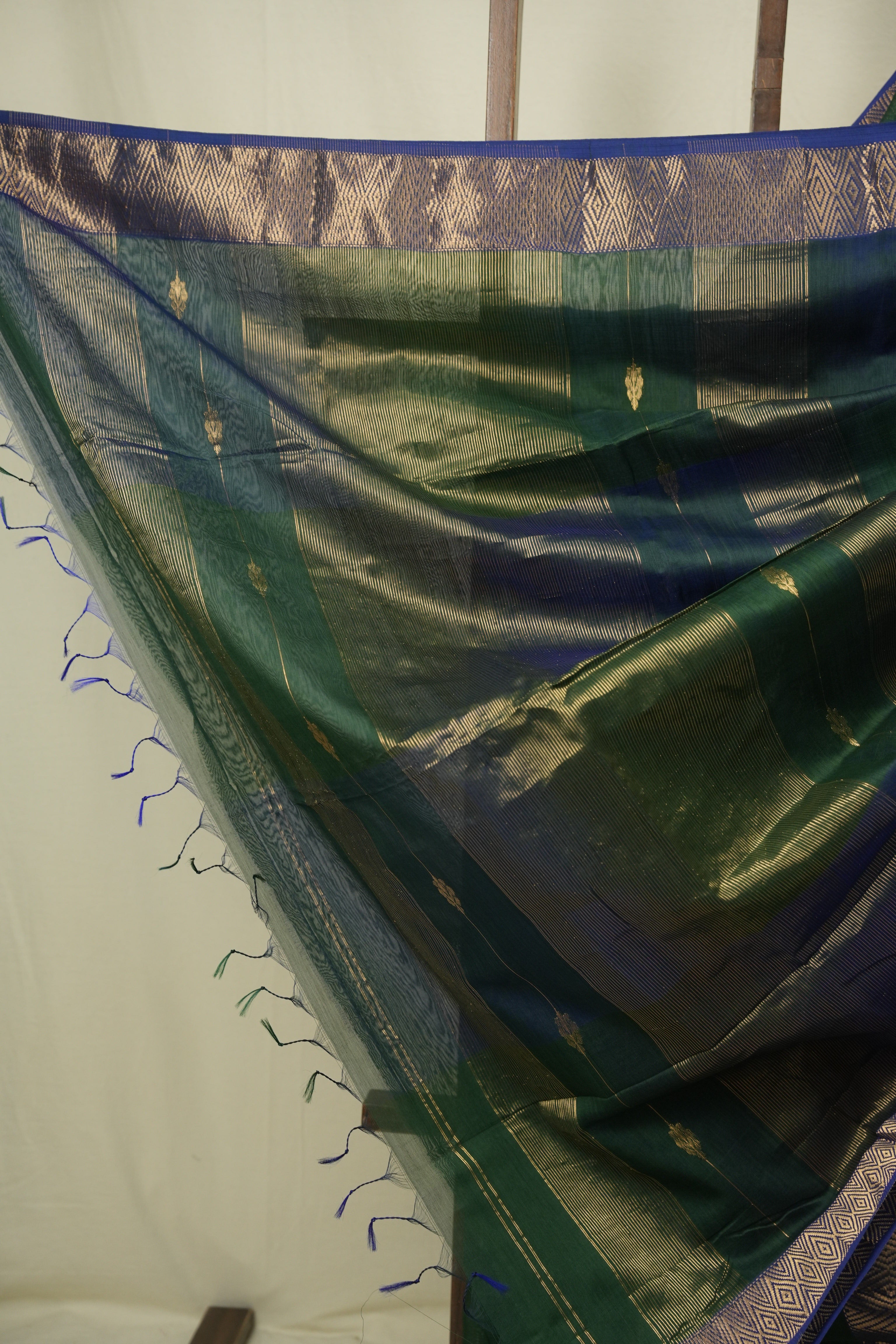 Two Tone Green Maheshwari Saree - SRTTGMS1288