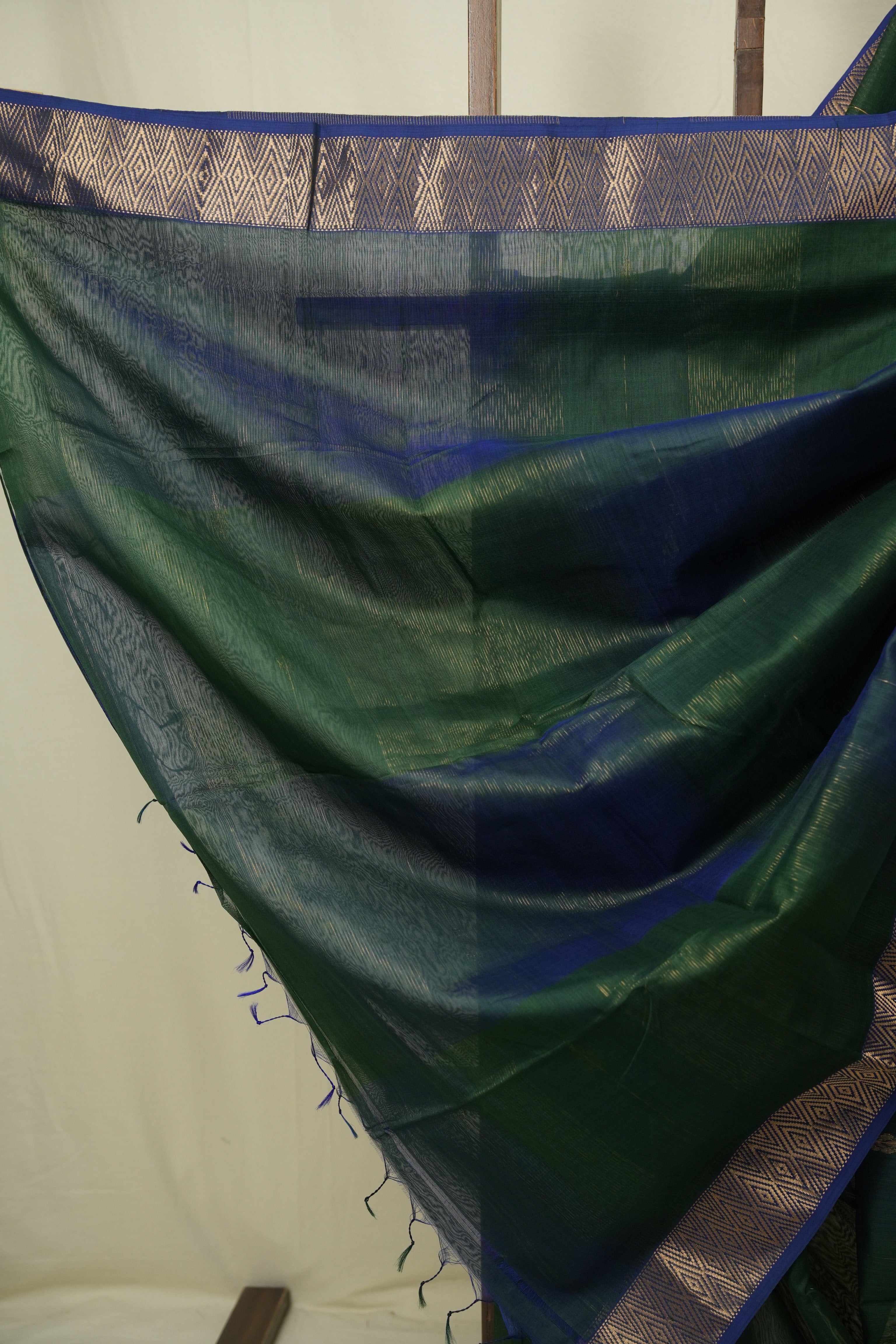Two Tone Green Maheshwari Saree - SRTTGMS1288