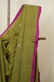 Green Bengal Mul Cotton Saree - SRSGBMCS065