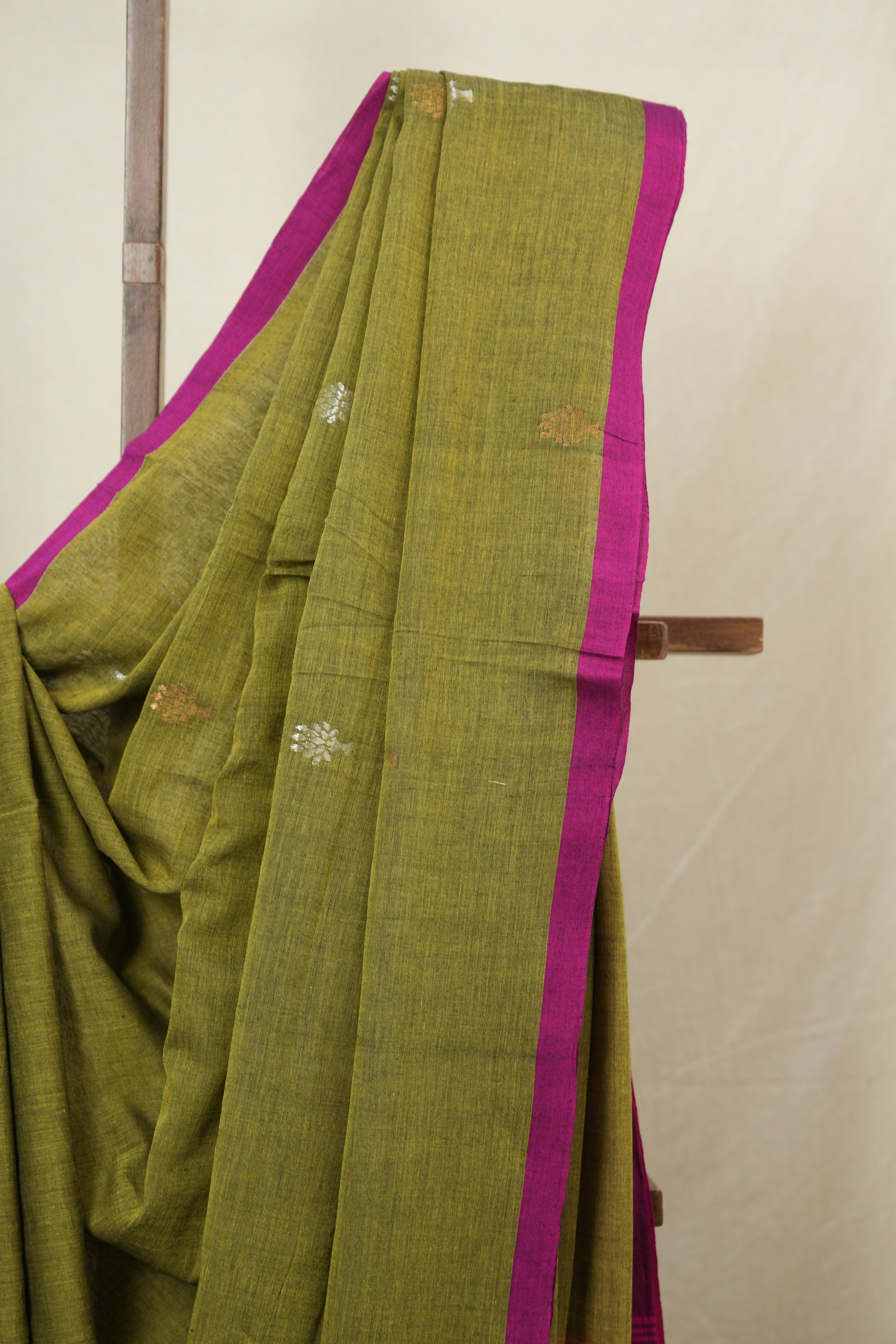 Green Bengal Mul Cotton Saree - SRSGBMCS065