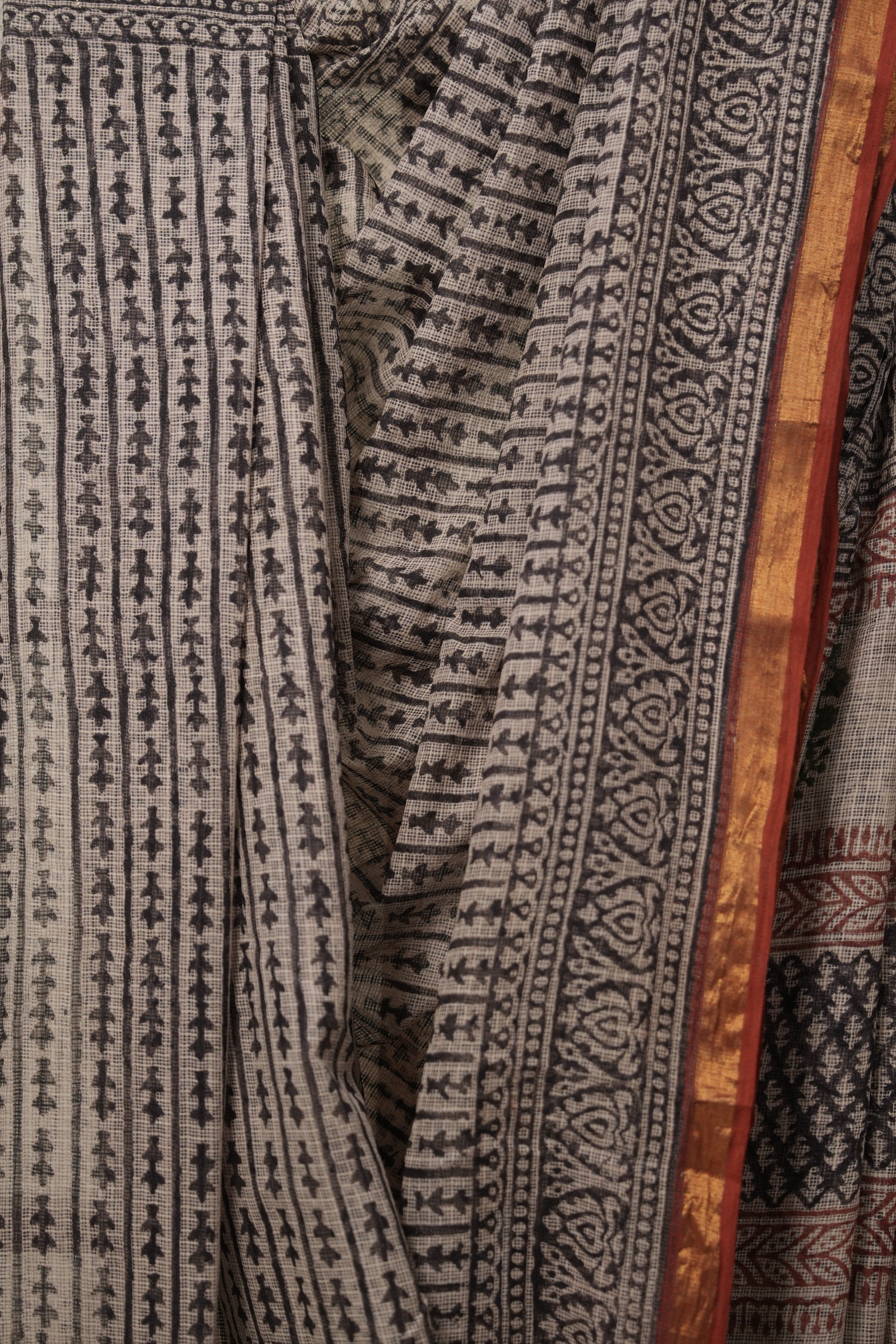 Black Maroon HBP Kota Doria Saree - SRBMKDS219