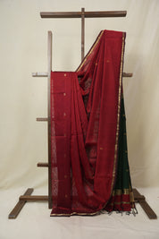 Maroon Maheshwari Saree - SRMMS1118