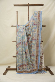Blue White HBP Kota Doria Saree - SRBWKDS218