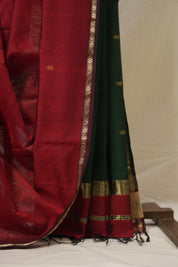Maroon Maheshwari Saree - SRMMS1118