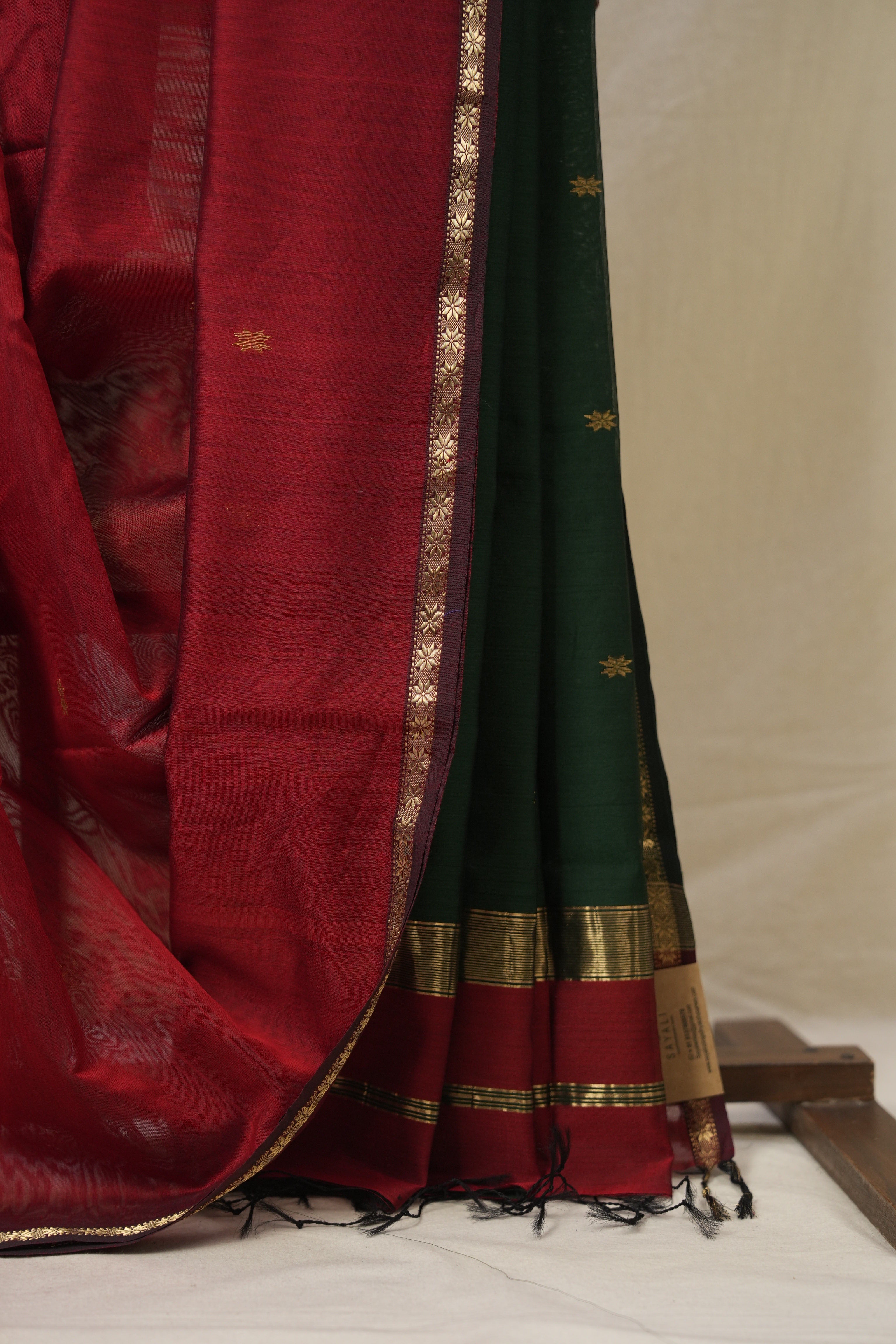 Maroon Maheshwari Saree - SRMMS1118