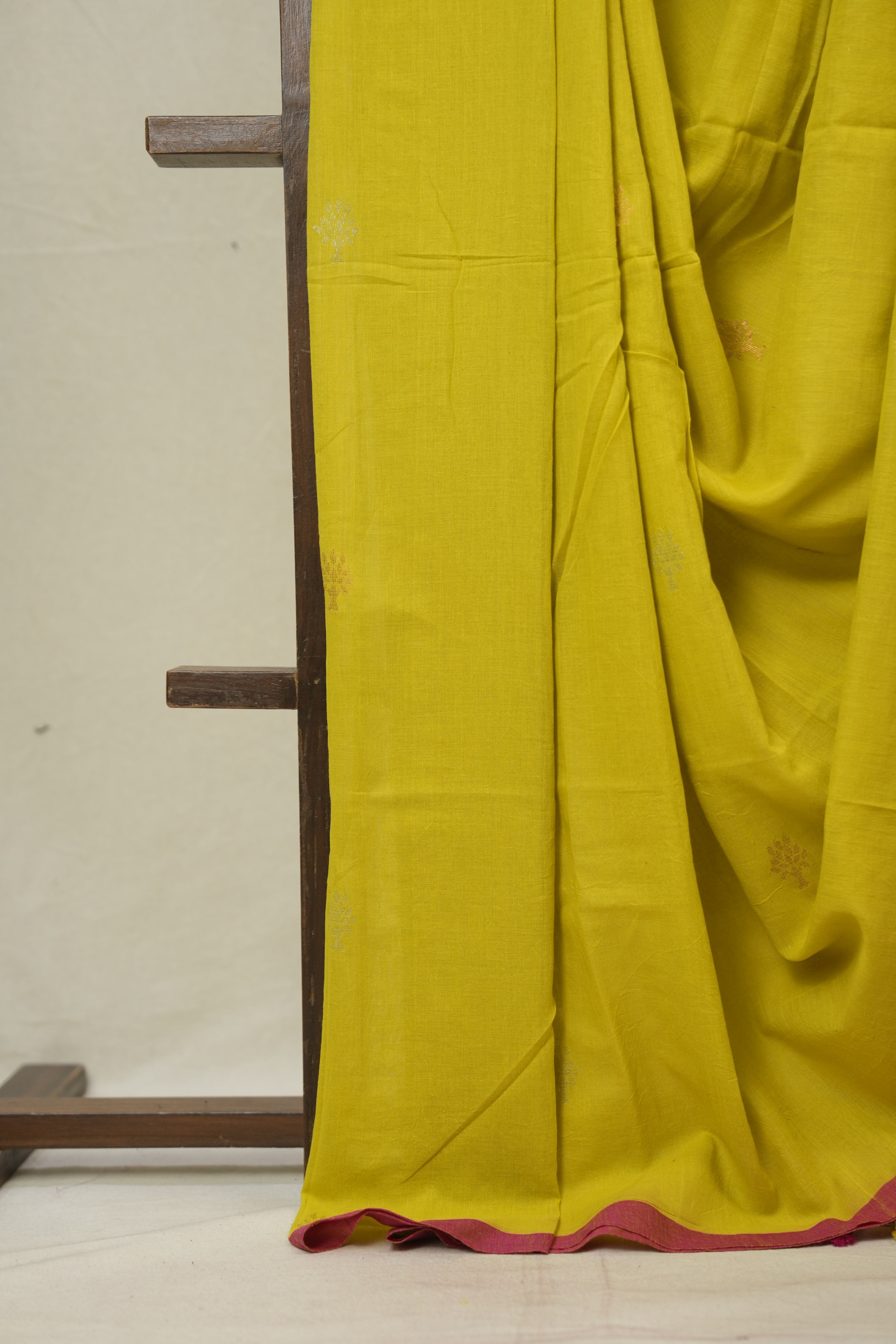 Mustard Yellow Bengal Mul Cotton Saree - SRSMYBMCS064