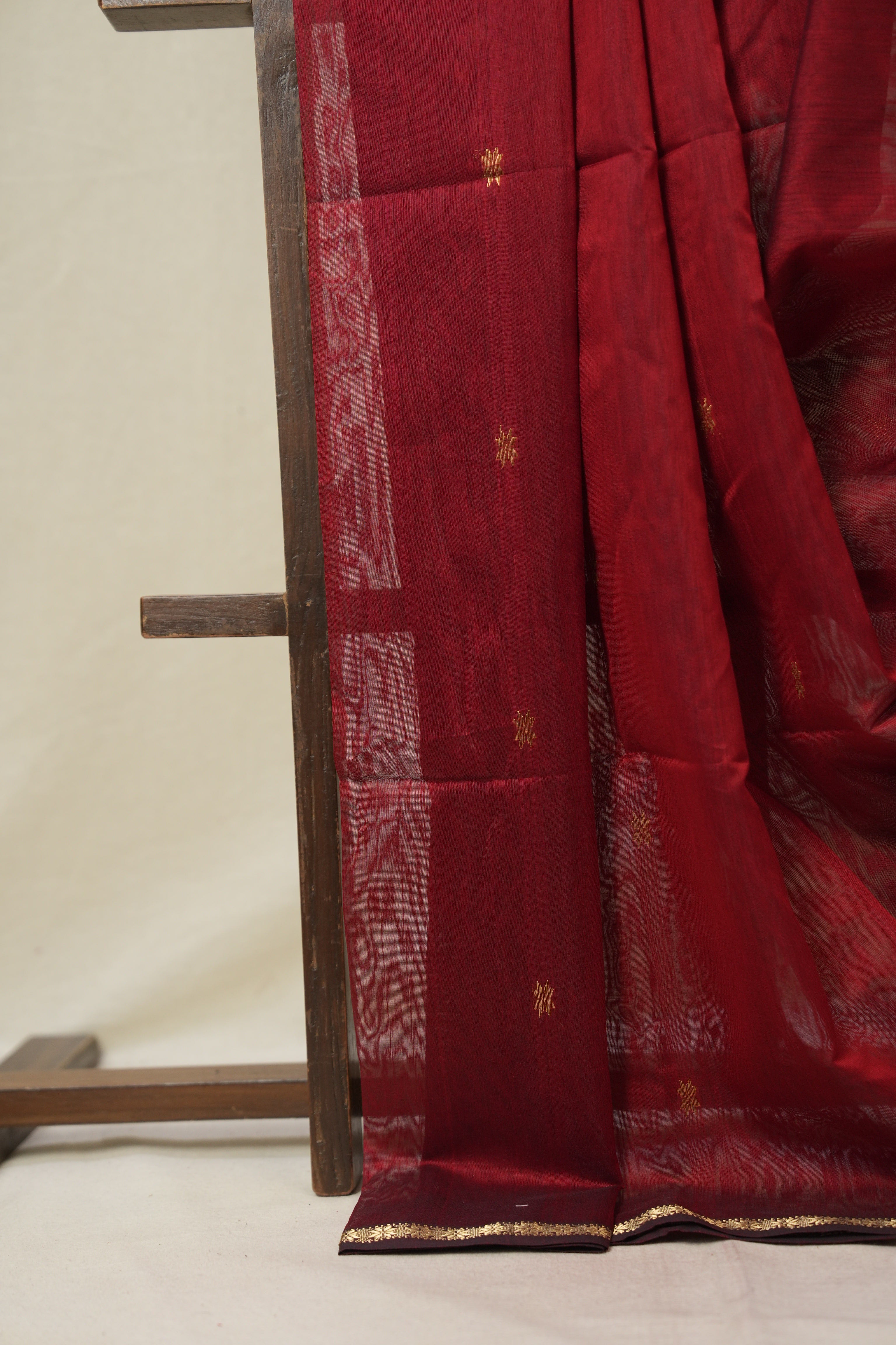 Maroon Maheshwari Saree - SRMMS1118