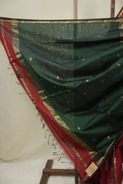 Maroon Maheshwari Saree - SRMMS1118