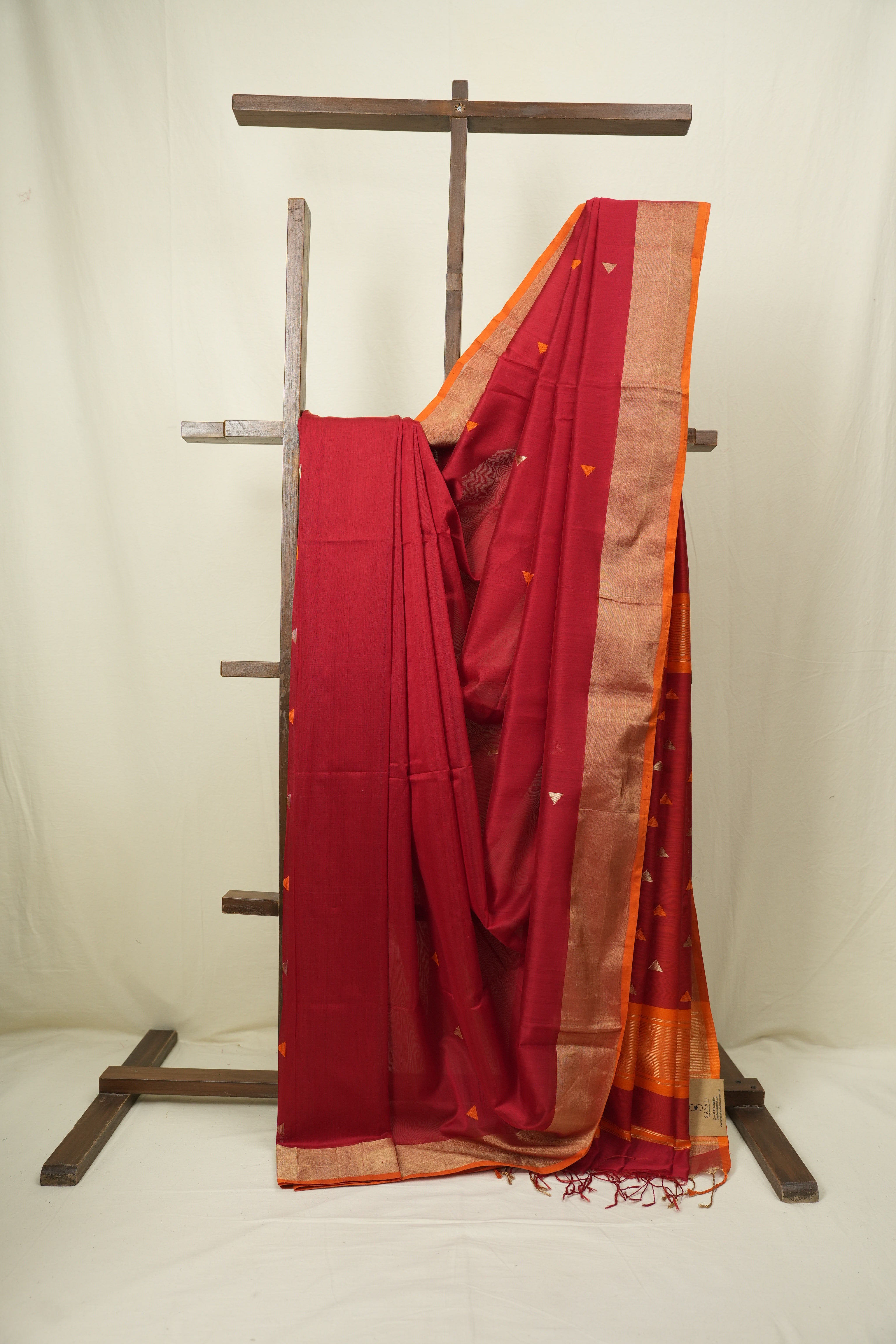 Red Maheshwari Saree - SRRMS1291