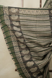 Black Cream HBP Kota Doria Saree - SRBCKDS217