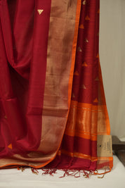 Red Maheshwari Saree - SRRMS1291