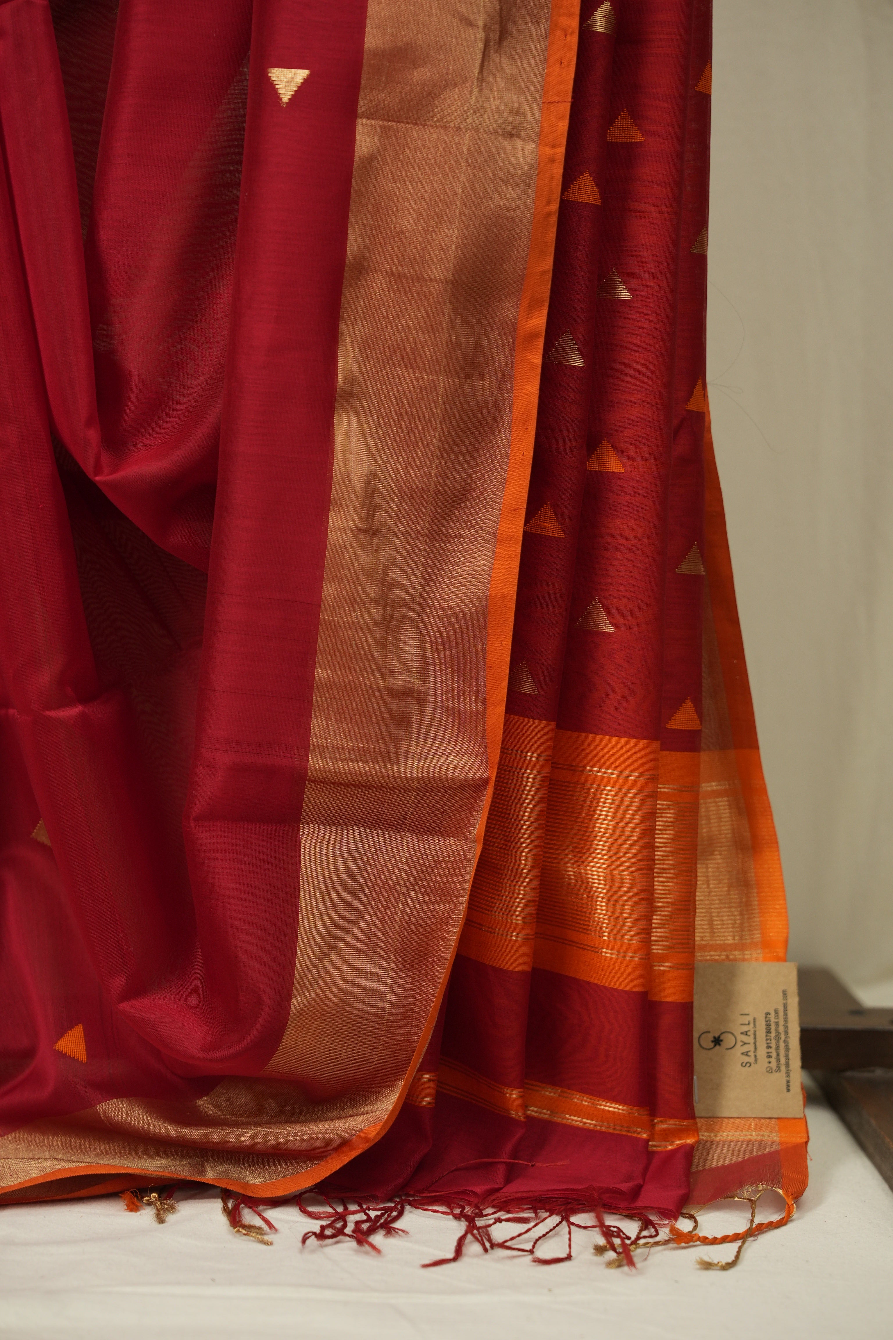 Red Maheshwari Saree - SRRMS1291