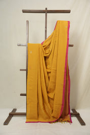 Turmeric Yellow  Bengal Mul Cotton Saree - SRTYBMCS068