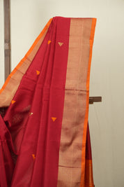Red Maheshwari Saree - SRRMS1291