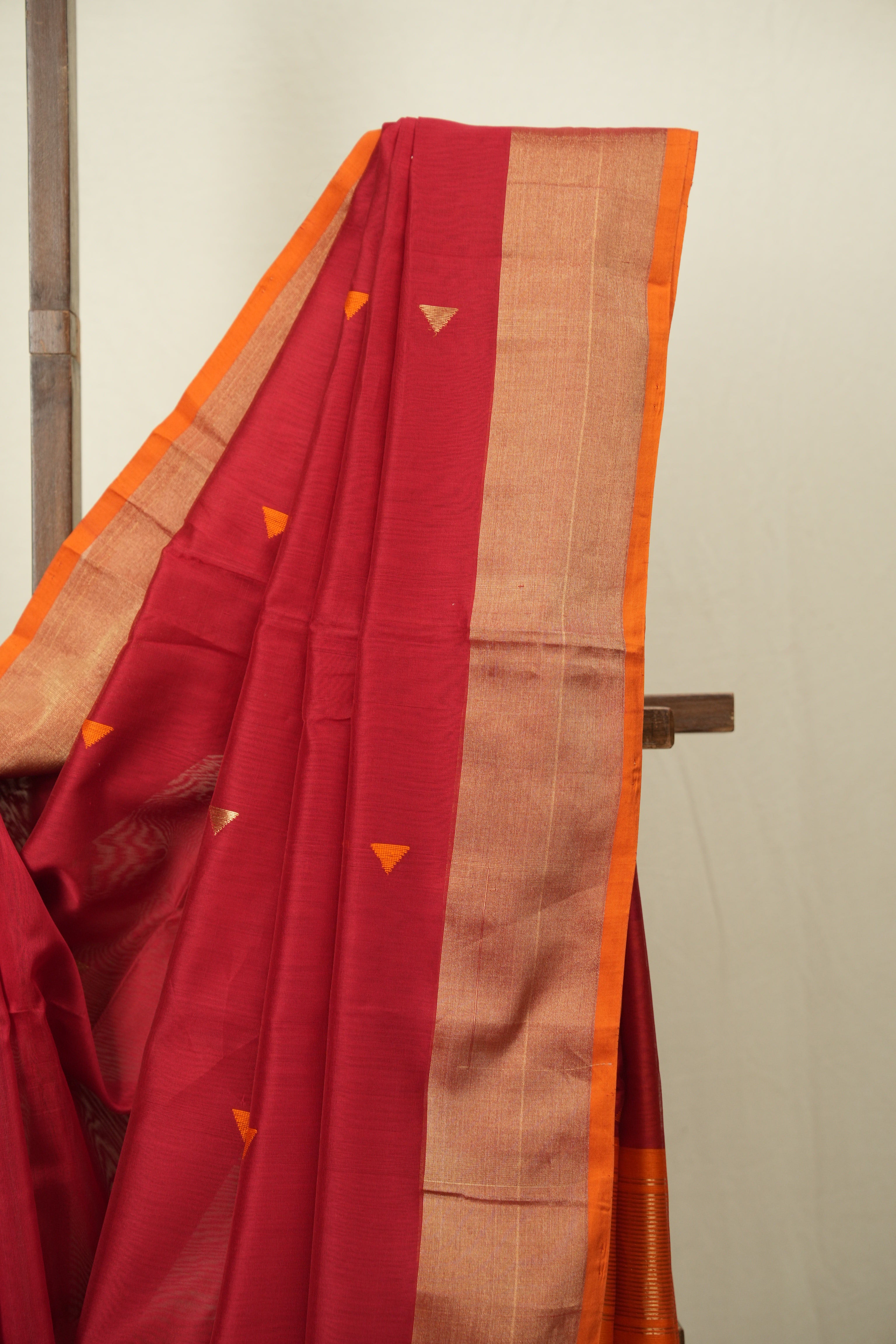 Red Maheshwari Saree - SRRMS1291