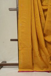 Turmeric Yellow  Bengal Mul Cotton Saree - SRTYBMCS068