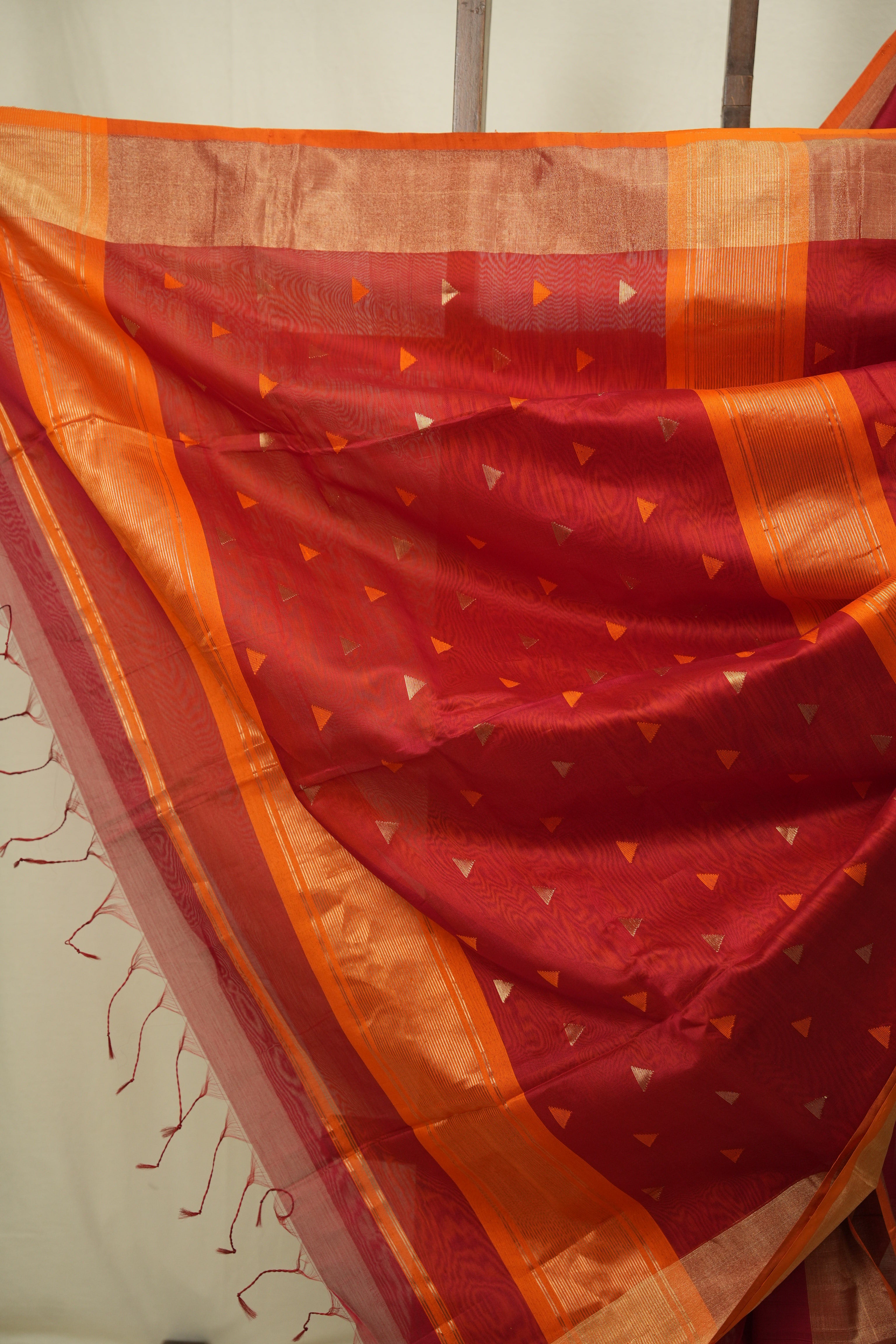 Red Maheshwari Saree - SRRMS1291