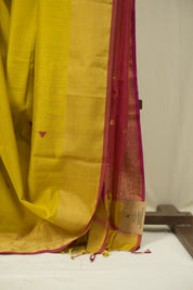 Lemon Yellow Maheshwari Saree - SRLYMS1296