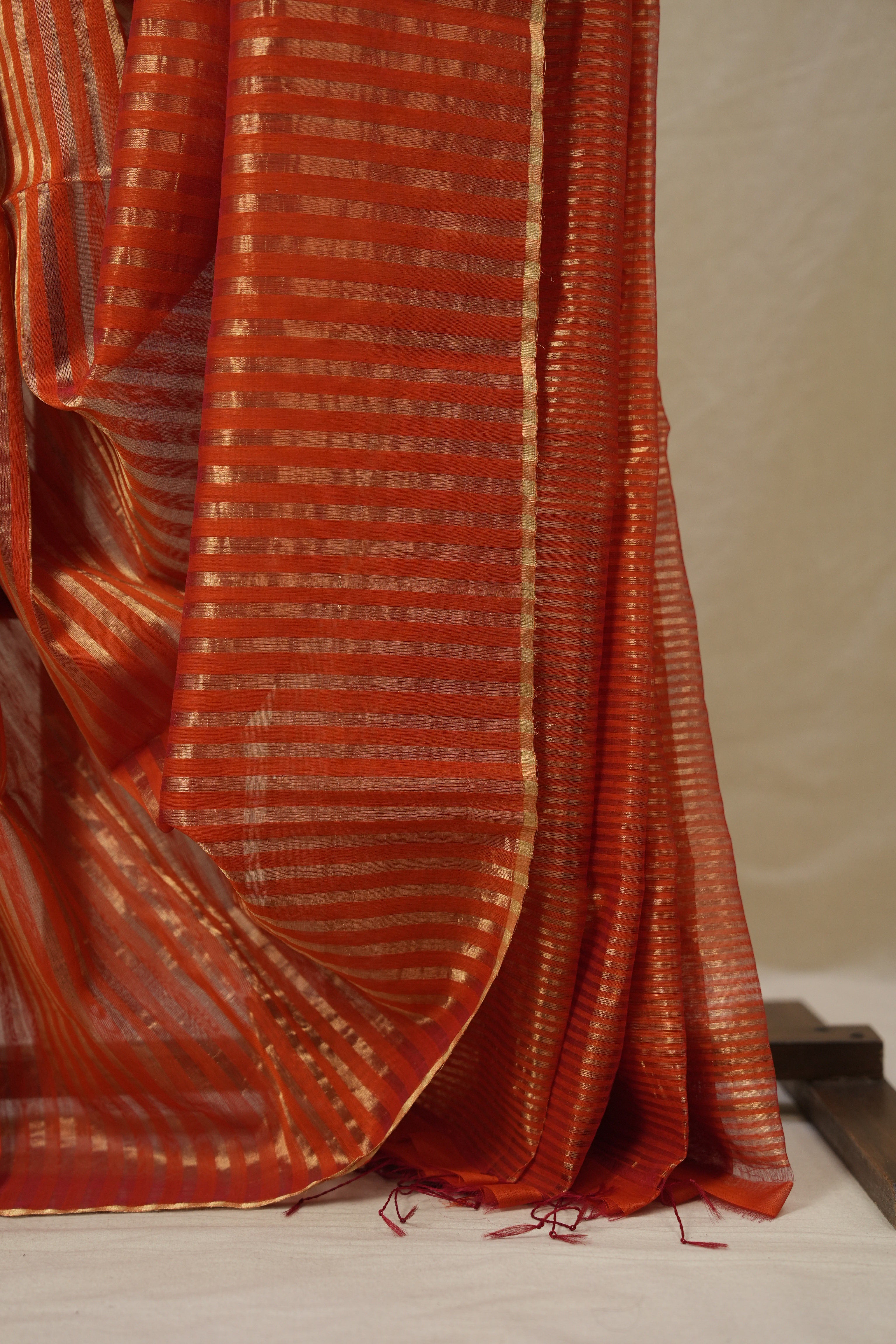 Orange Maheshwari Saree - SROMS1130