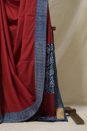 Maroon Cotton Patchwork Saree - SRMCPS292