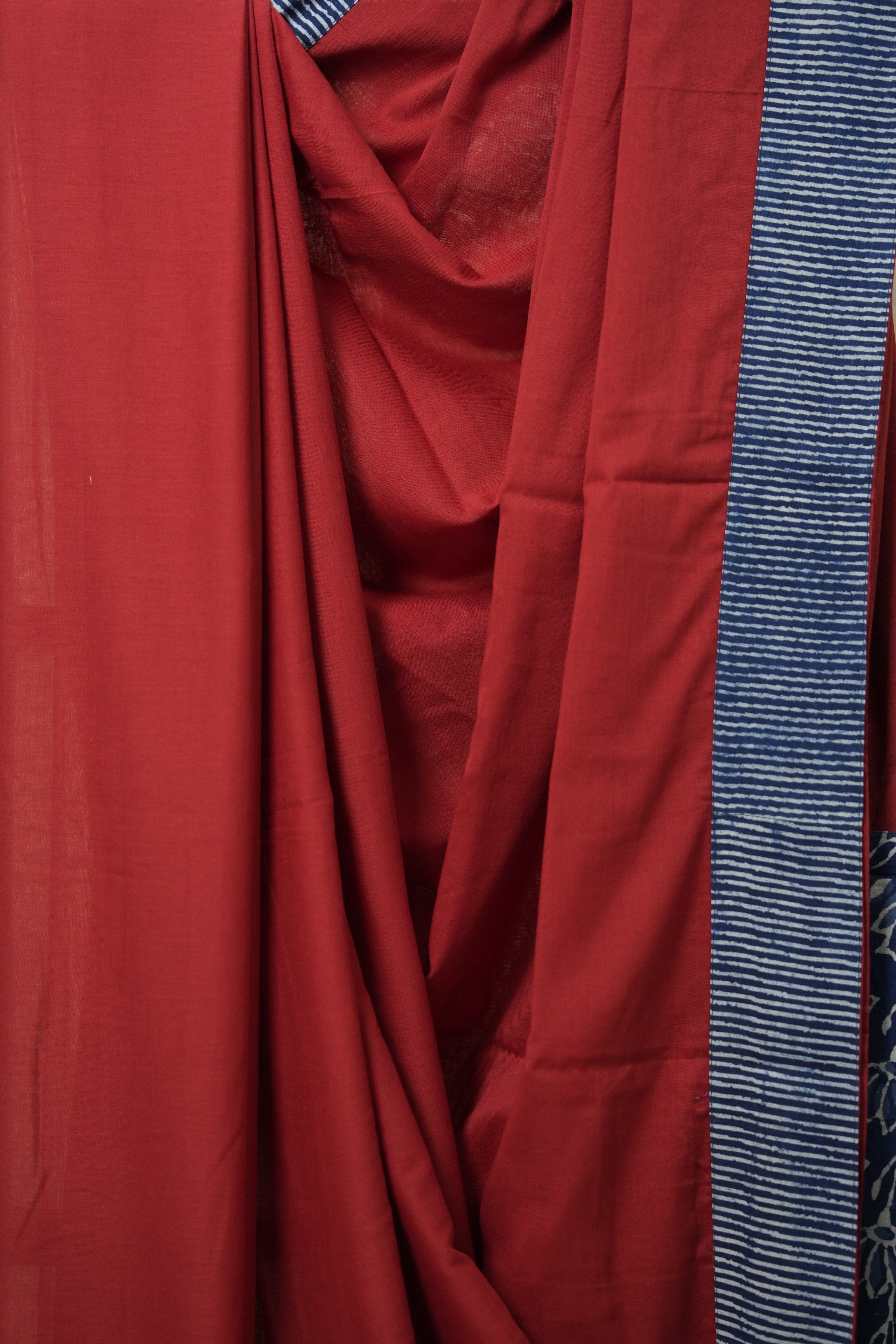 Maroon Cotton Patchwork Saree - SRMCPS292