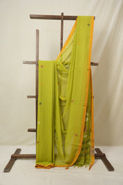 Green Mul Bengal Cotton Jamdani Saree - SRGCJS243