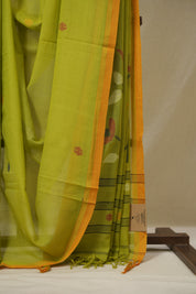 Green Mul Bengal Cotton Jamdani Saree - SRGCJS243