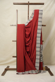 Maroon Cotton Patchwork Saree - SRMCPS290