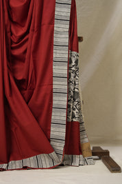 Maroon Cotton Patchwork Saree - SRMCPS290