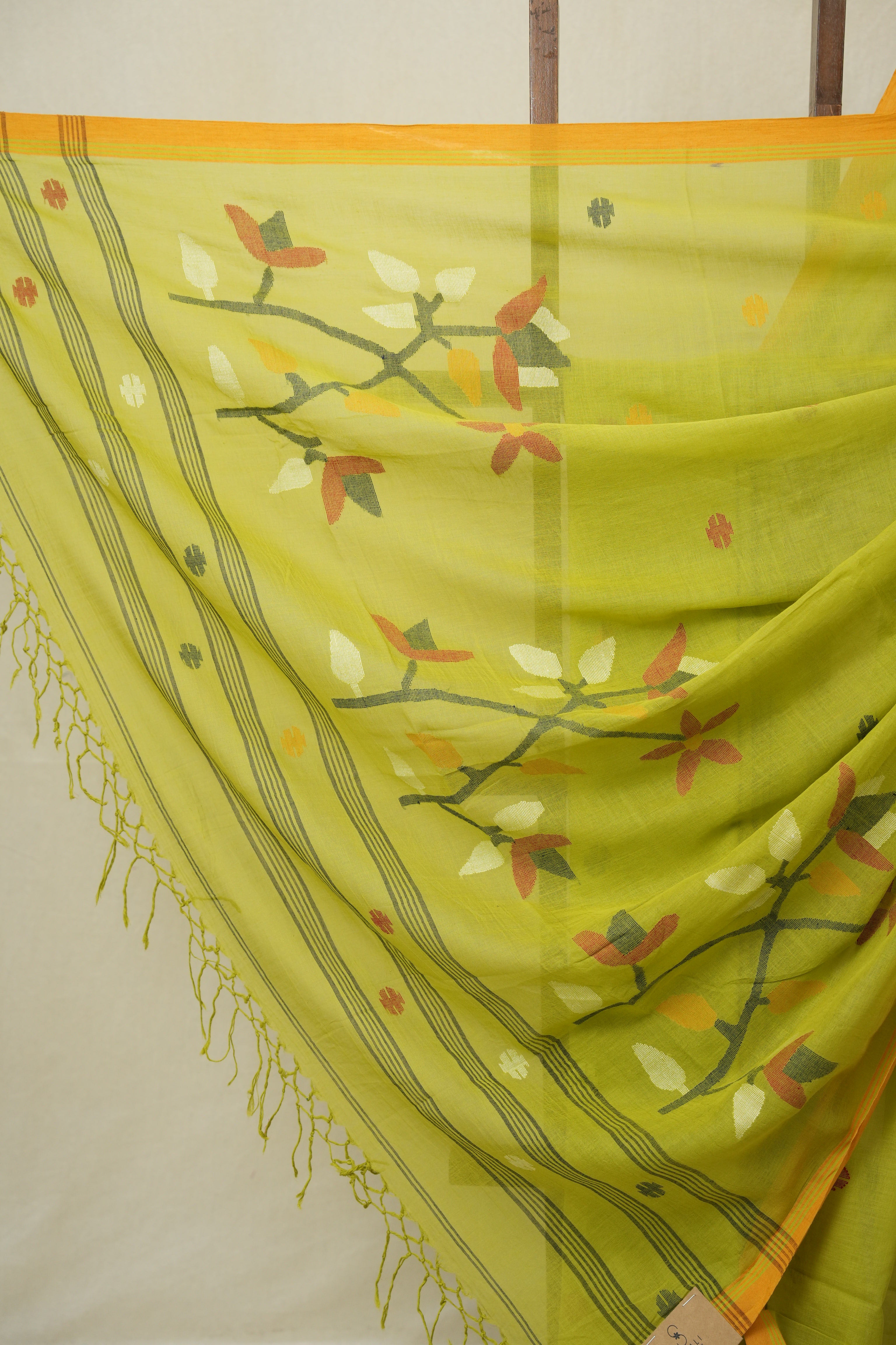 Green Mul Bengal Cotton Jamdani Saree - SRGCJS243