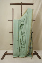 Pastel Green Mul Bengal Cotton Jamdani Saree - SRPGCJS241