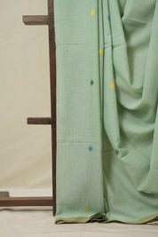 Pastel Green Mul Bengal Cotton Jamdani Saree - SRPGCJS241