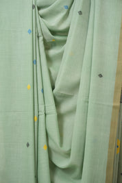Pastel Green Mul Bengal Cotton Jamdani Saree - SRPGCJS241