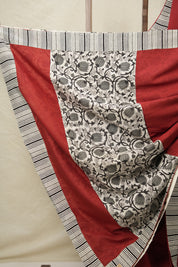 Maroon Cotton Patchwork Saree - SRMCPS290