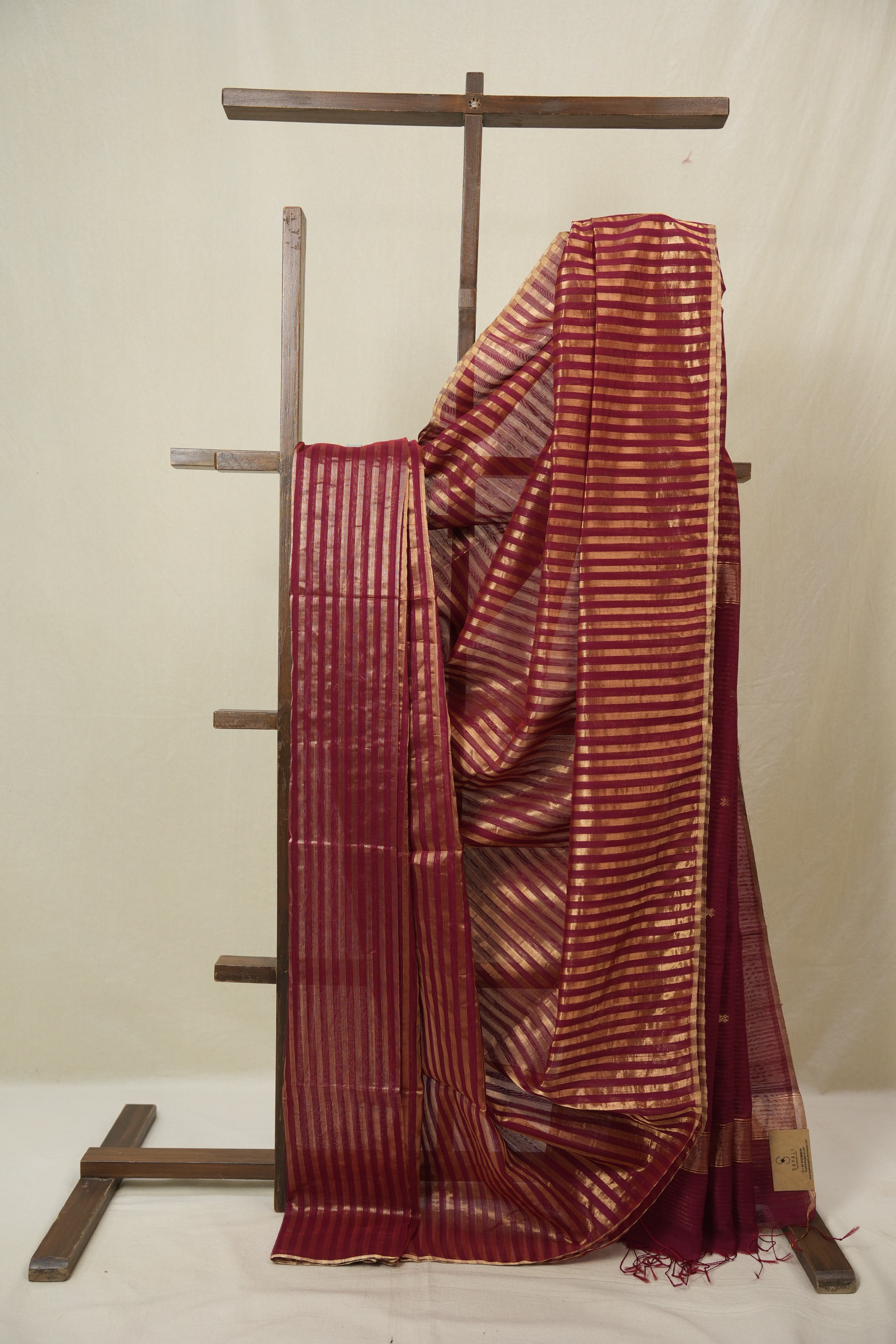 Maroon Maheshwari Saree - SRMMS1133