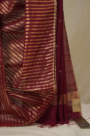 Maroon Maheshwari Saree - SRMMS1133