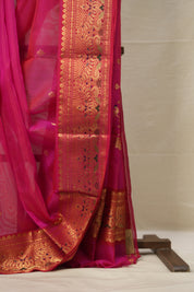 Rani Pink Chanderi Silk Saree - SRRPCSS481