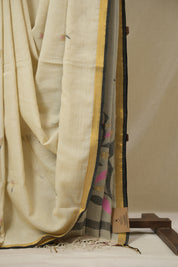 Beige Mul Bengal Cotton Jamdani Saree - SRBBCJS238