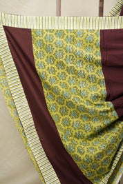 Wine Cotton Patchwork Saree - SRWCPS293