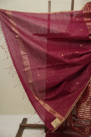 Maroon Maheshwari Saree - SRMMS1133
