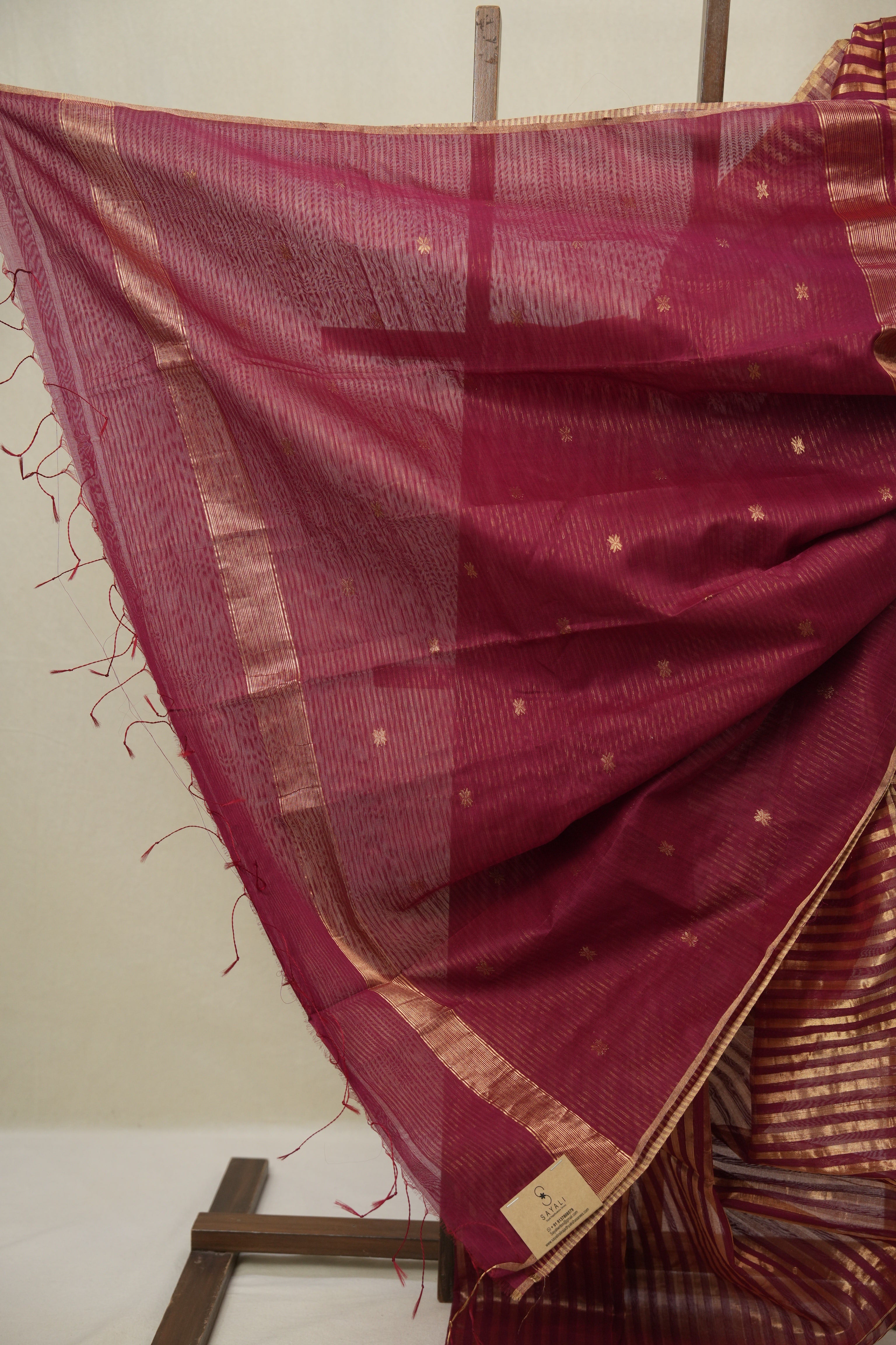 Maroon Maheshwari Saree - SRMMS1133