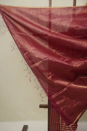 Maroon Maheshwari Saree - SRMMS1133
