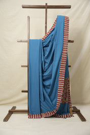 Blue Cotton Patchwork Saree - SRBCPS291