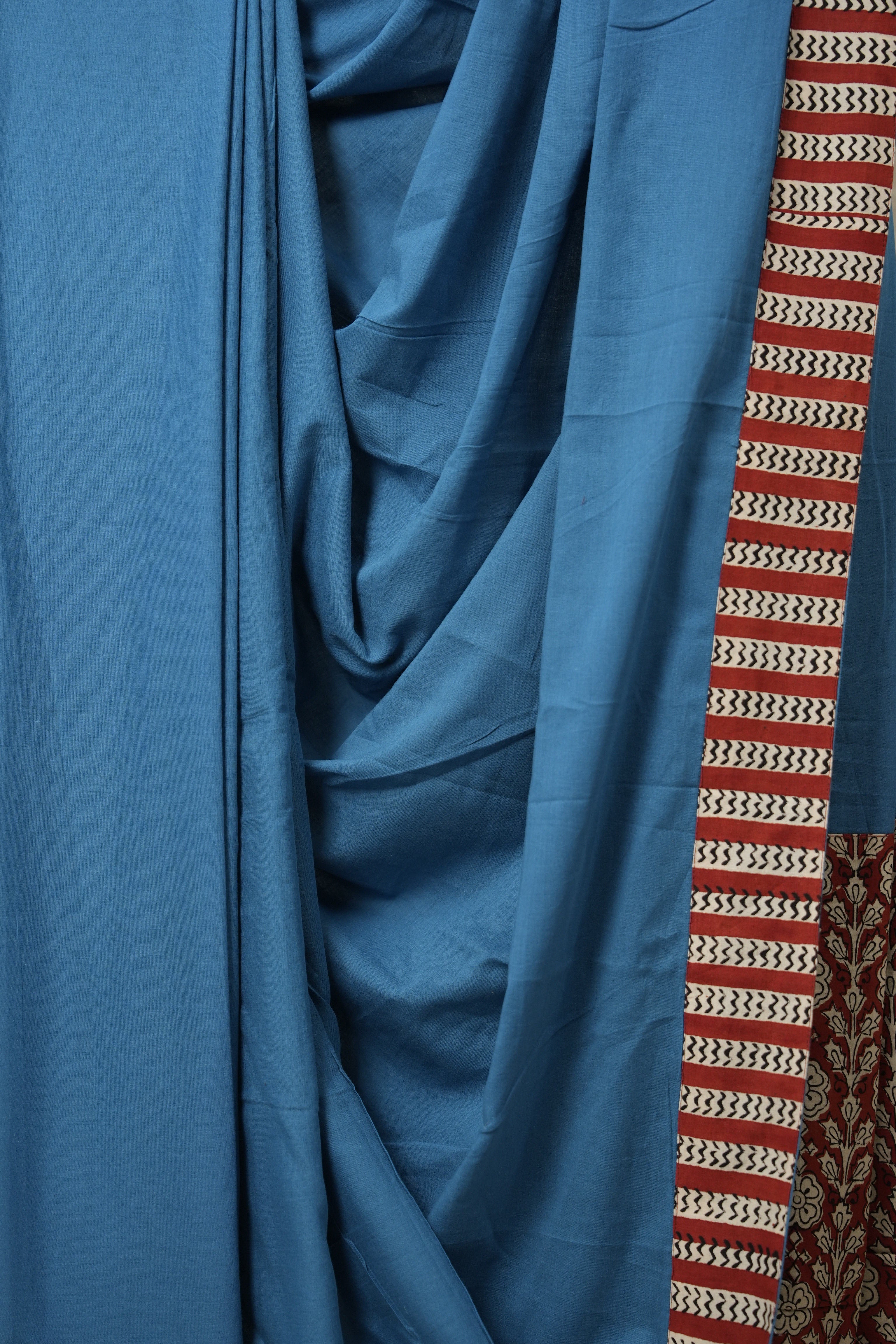 Blue Cotton Patchwork Saree - SRBCPS291
